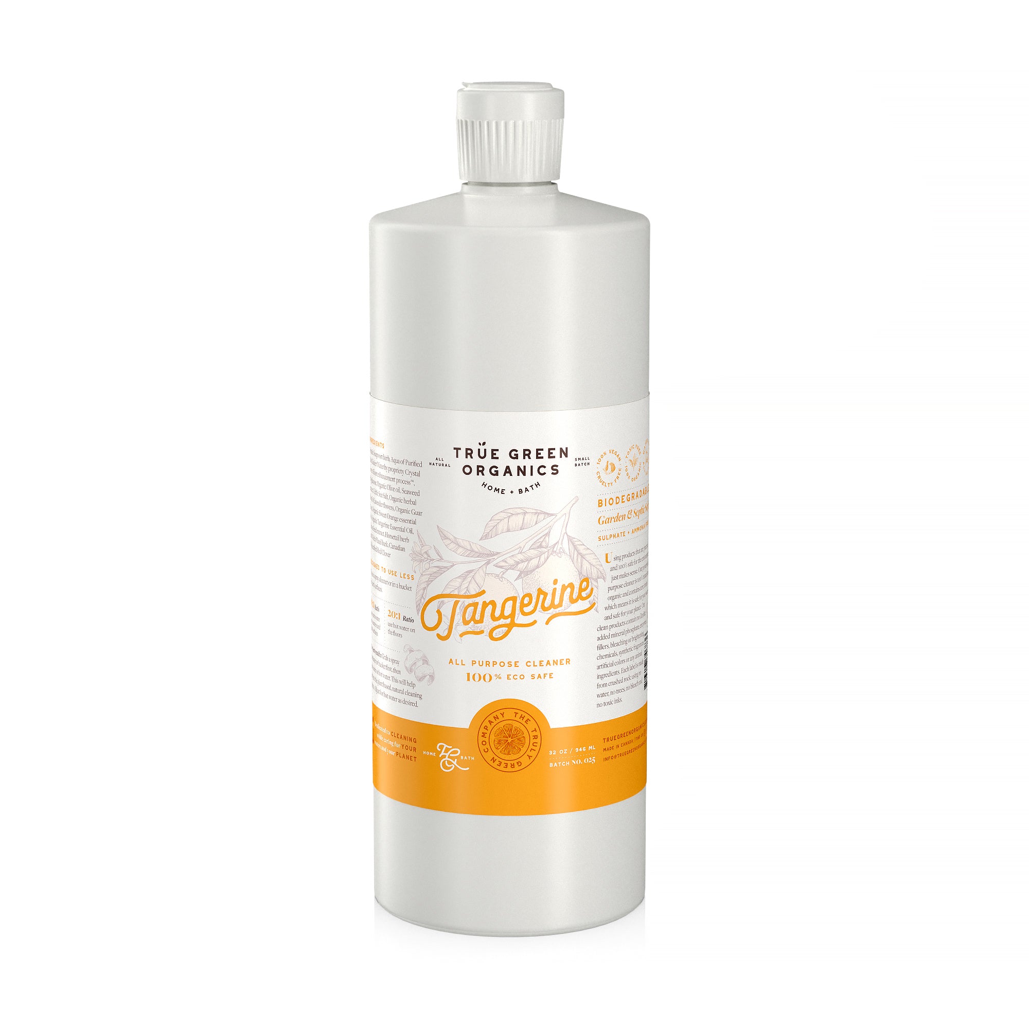 Tangerine Clean 100% Organic All Purpose Cleaner 4 Month Supply (32oz)